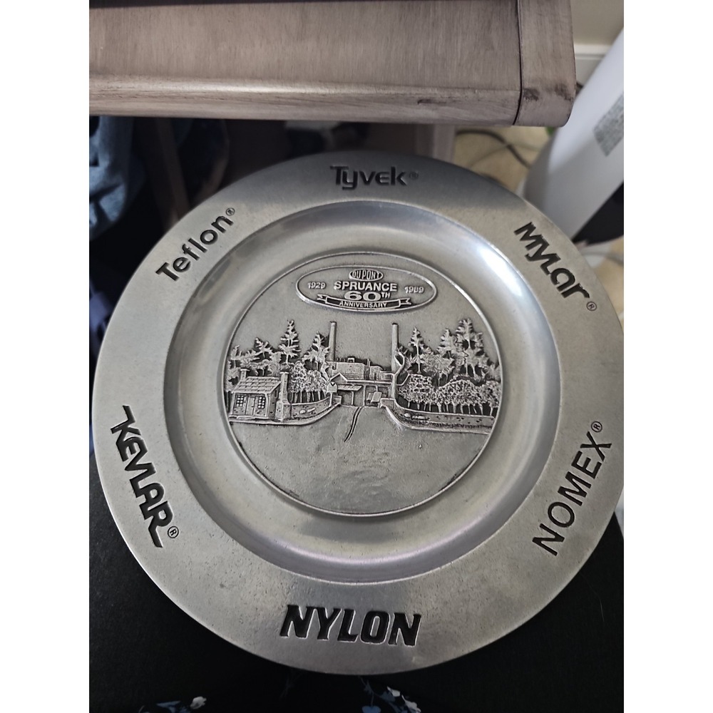 DuPont Spruance 60th Anniversary‎ 1929–1989 Pewter Commemorative Plate –...